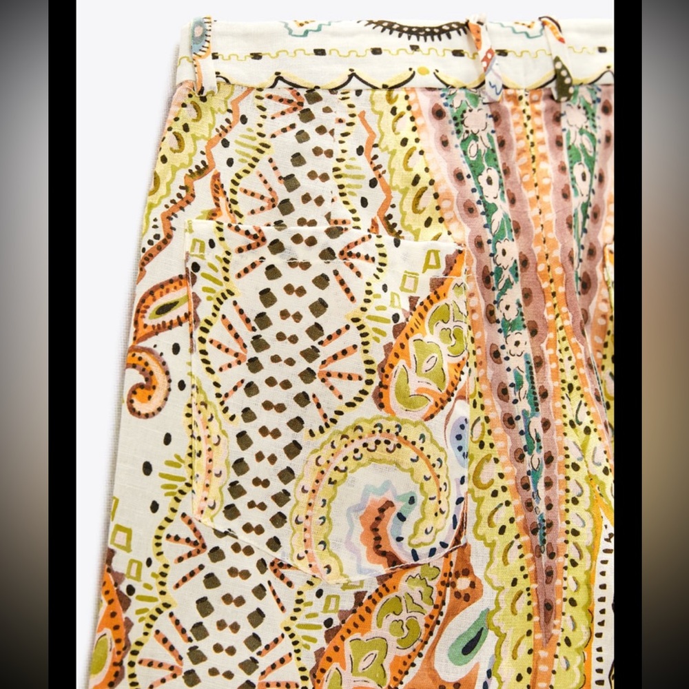 NWT ZARA Printed Flared Pants - Picture 8 of 8